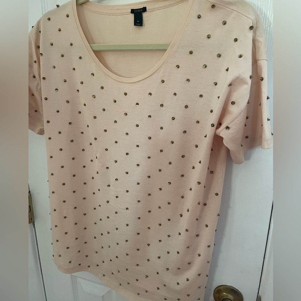 J. Crew Light Pink Studded Tee